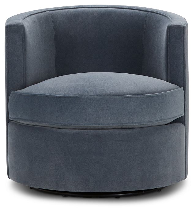 Fleur Dark Blue Velvet Swivel Accent Chair (3)