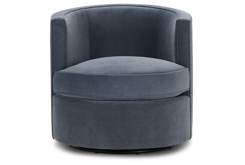 Fleur Dark Blue Velvet Swivel Accent Chair, %%bed_Size%% (3)