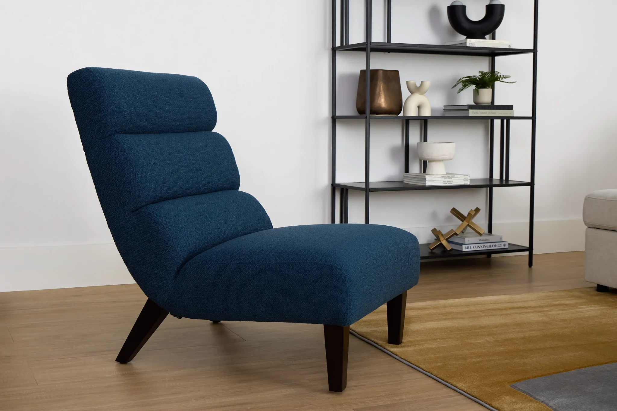 Emily Dark Blue Fabric Accent Chair