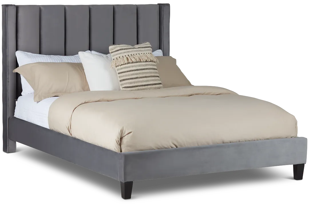 Audrey Dark Gray Velvet Platform Bed