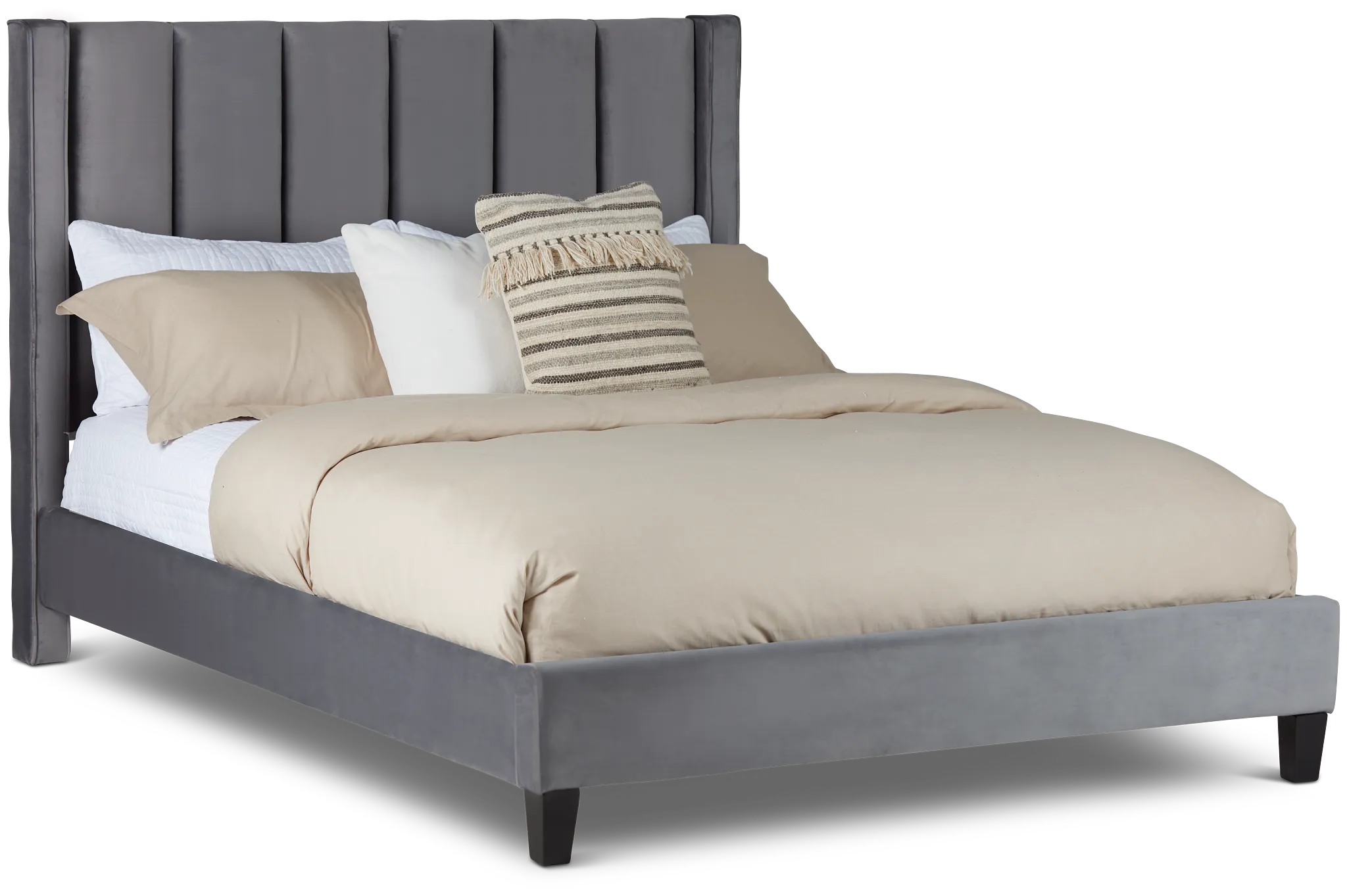 Audrey Dark Gray Velvet Platform Bed