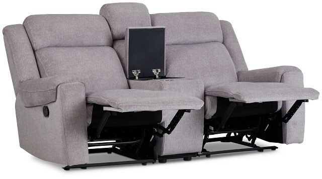 Beckett Gray Micro Reclining Console Loveseat
