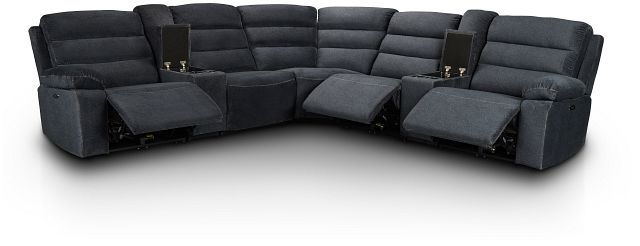 Orion Dark Gray Fabric Large Triple Power Reclining Two-arm Sectional