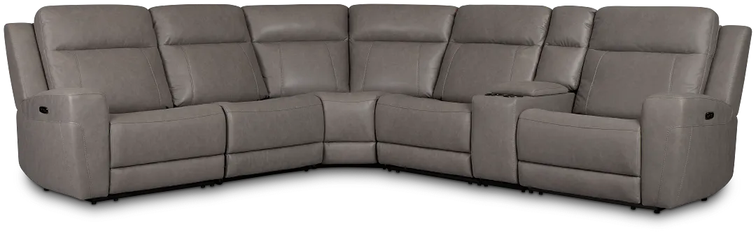 Colton Light Gray Micro Medium Triple Power 2-arm Sectional