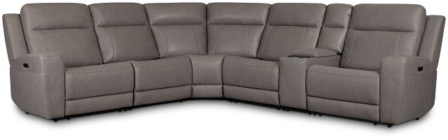 Colton Light Gray Micro Medium Triple Power 2-arm Sectional
