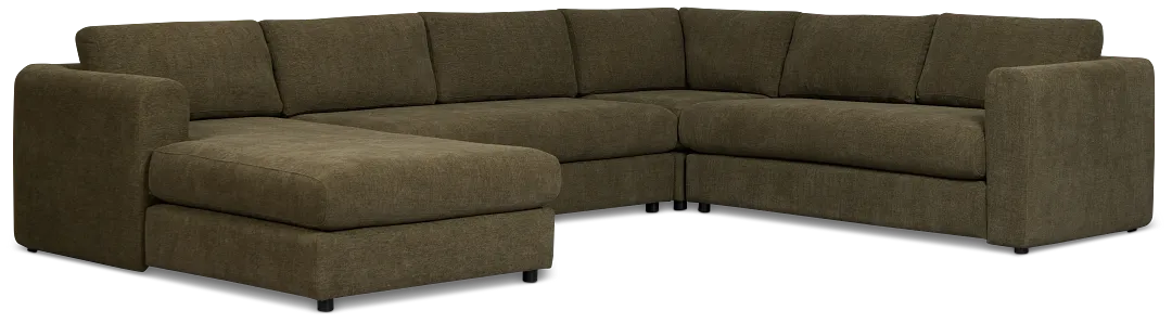 Alma Dark Green Fabric Medium Left Chaise Sectional