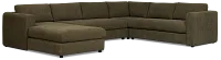 Alma Dark Green Fabric Medium Left Chaise Sectional