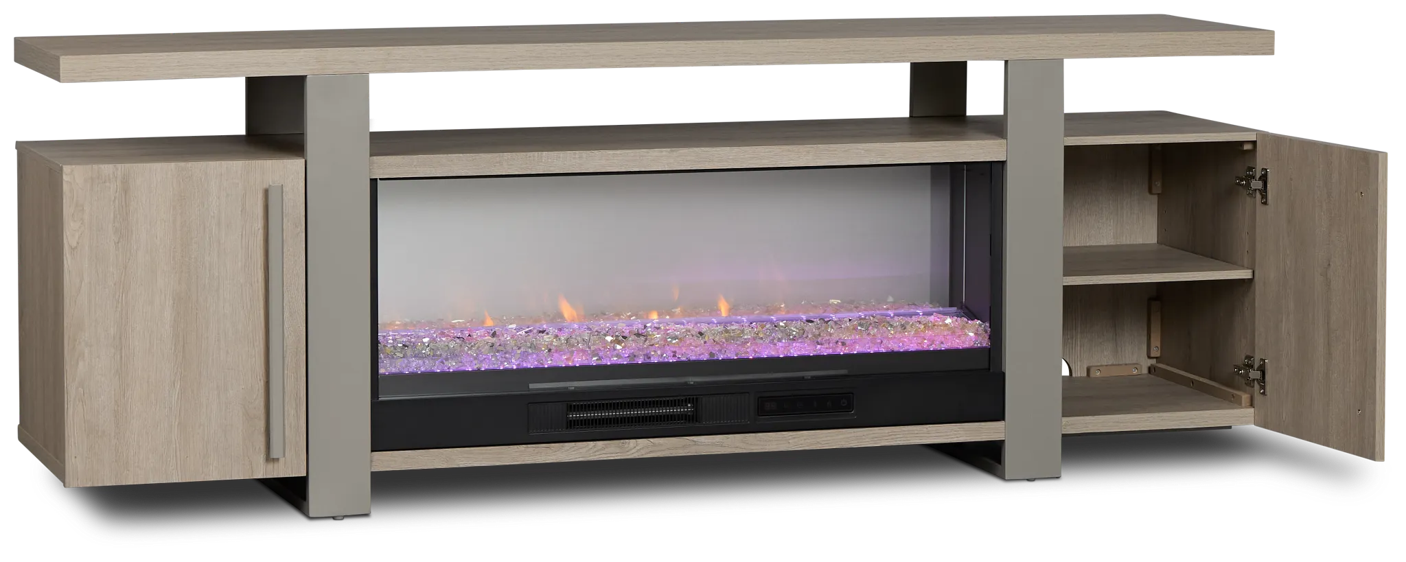 Caspian Light Tone 80" Tv Stand With Fireplace Insert