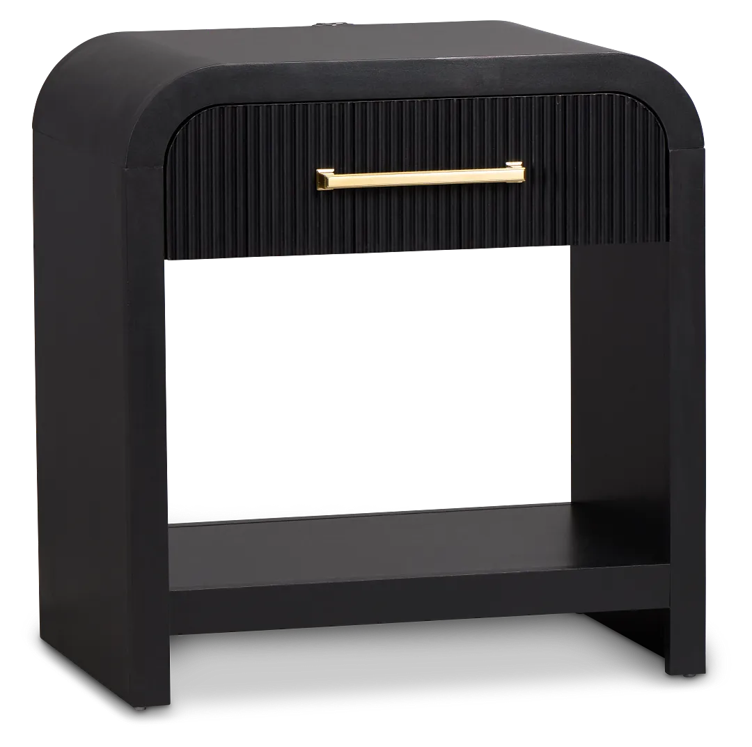Lyndie Black 1-drawer Nightstand