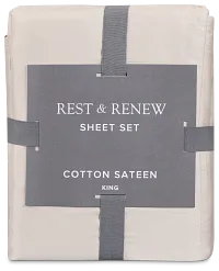 Rest & Renew Cotton Sateen Beige 300 Thread Sheet Set
