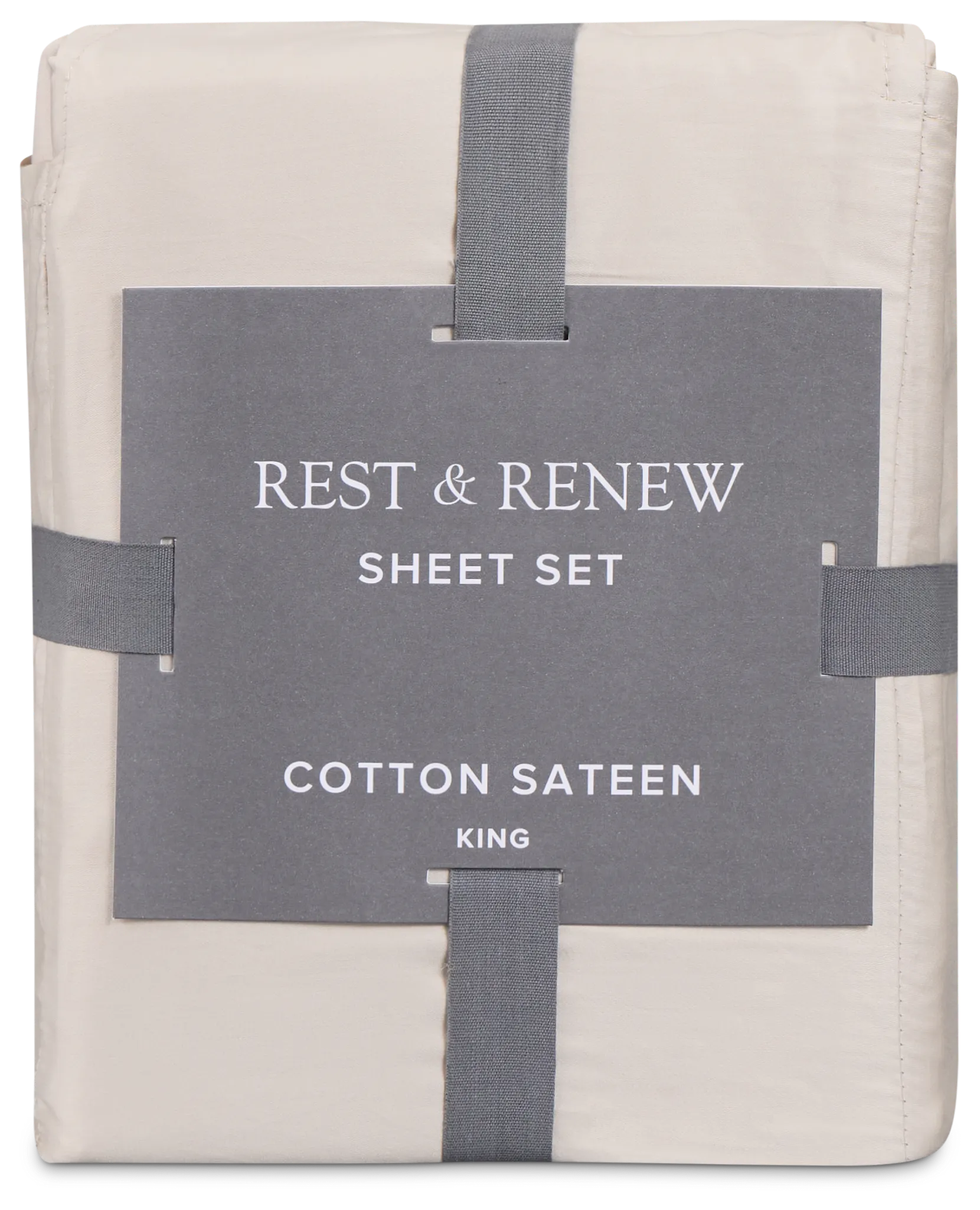 Rest & Renew Cotton Sateen Beige 300 Thread Sheet Set