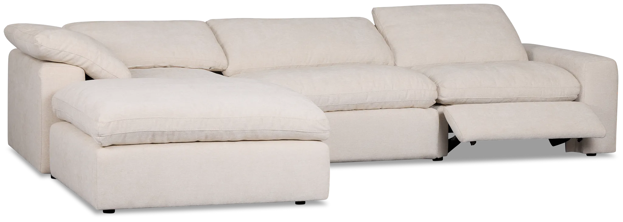 Drift Light Beige Fabric Small Left Bumper Power Reclining Sectional