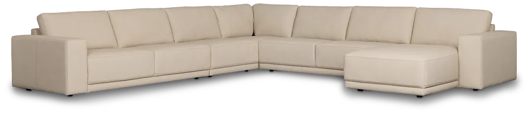 Kellan Ivory Leather Large Right Chaise Sectional