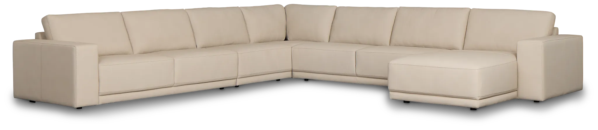 Kellan Ivory Leather Large Right Chaise Sectional