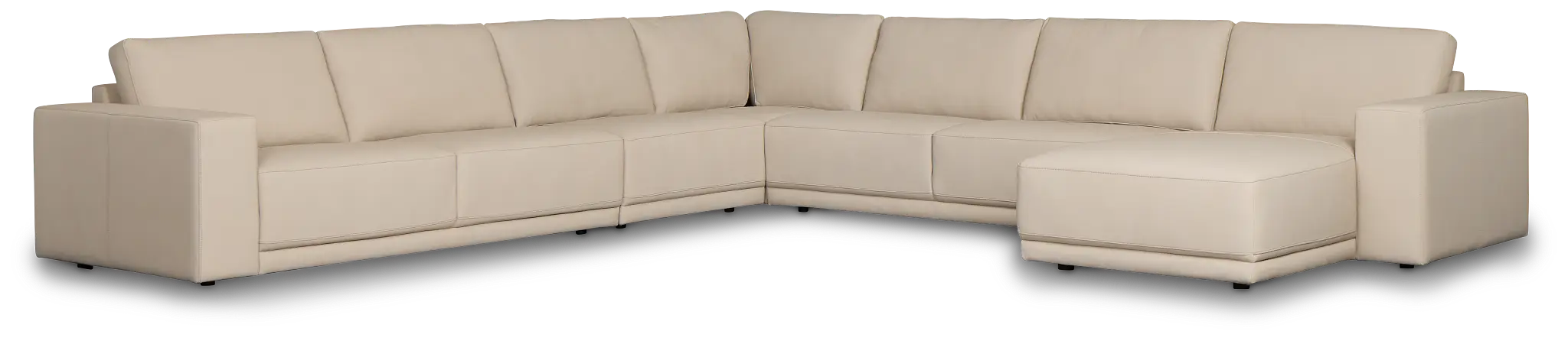 Kellan Ivory Leather Large Right Chaise Sectional Kellan Ivory Leather Large Right Chaise Sectional