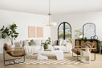Maeve Light Beige Fabric Left-arm Cuddler Sectional