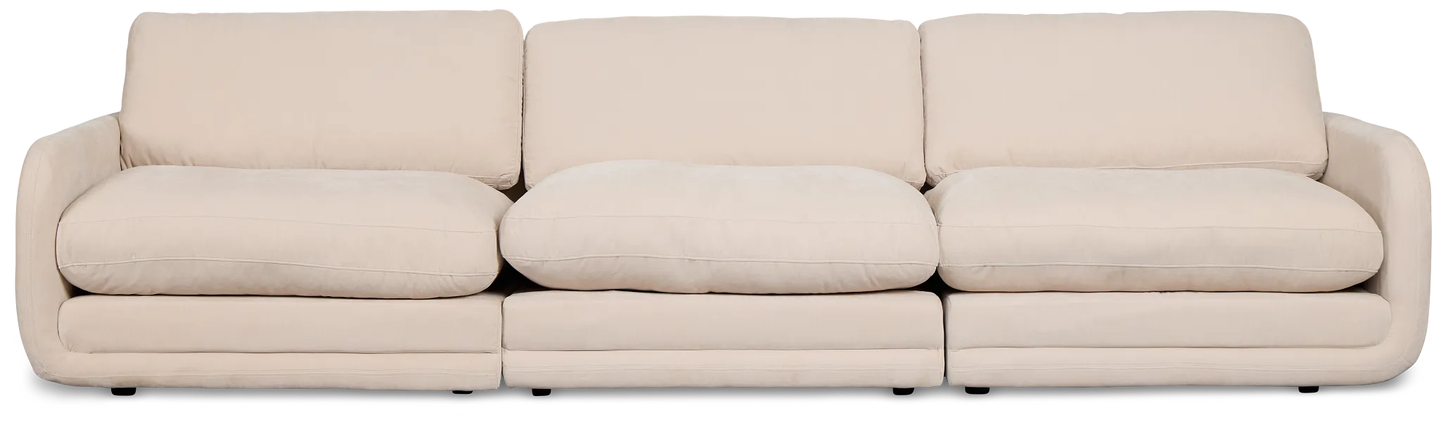 Jules Ivory Velvet 3 Piece Modular Sofa