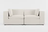 Destin Suave Beige Fabric 2-piece Modular Sofa
