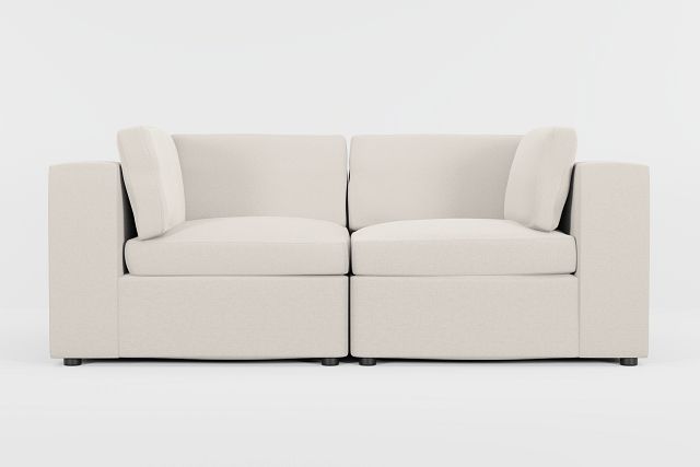 Destin Suave Beige Fabric 2 Piece Modular Sofa