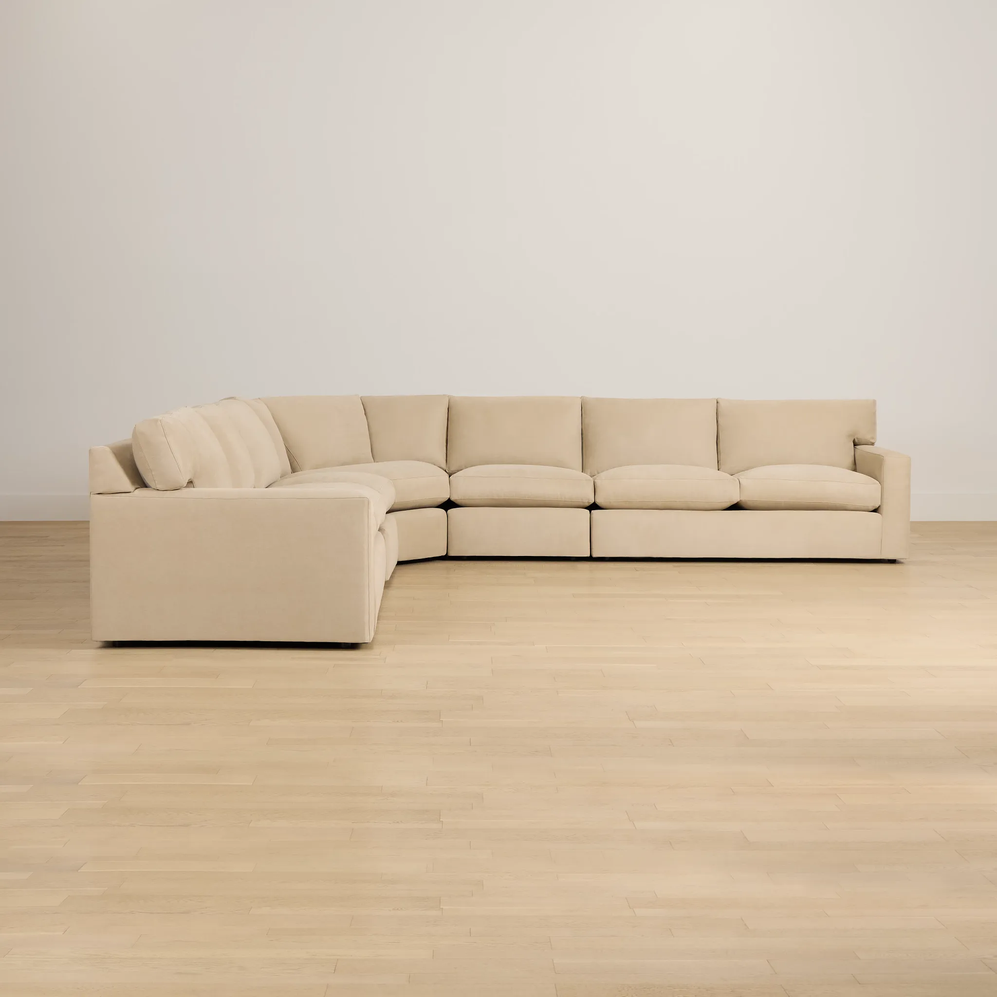 Hudson Beige Fabric Large 2-arm Wedge Sectional