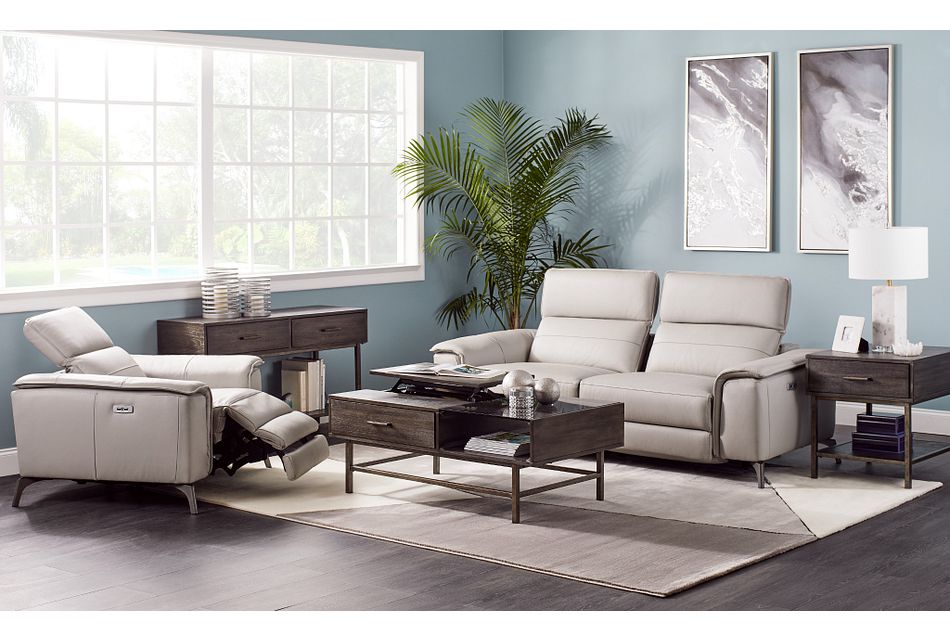 Pearson Gray Leather Power Reclining, Gray Leather Living Room Furniture