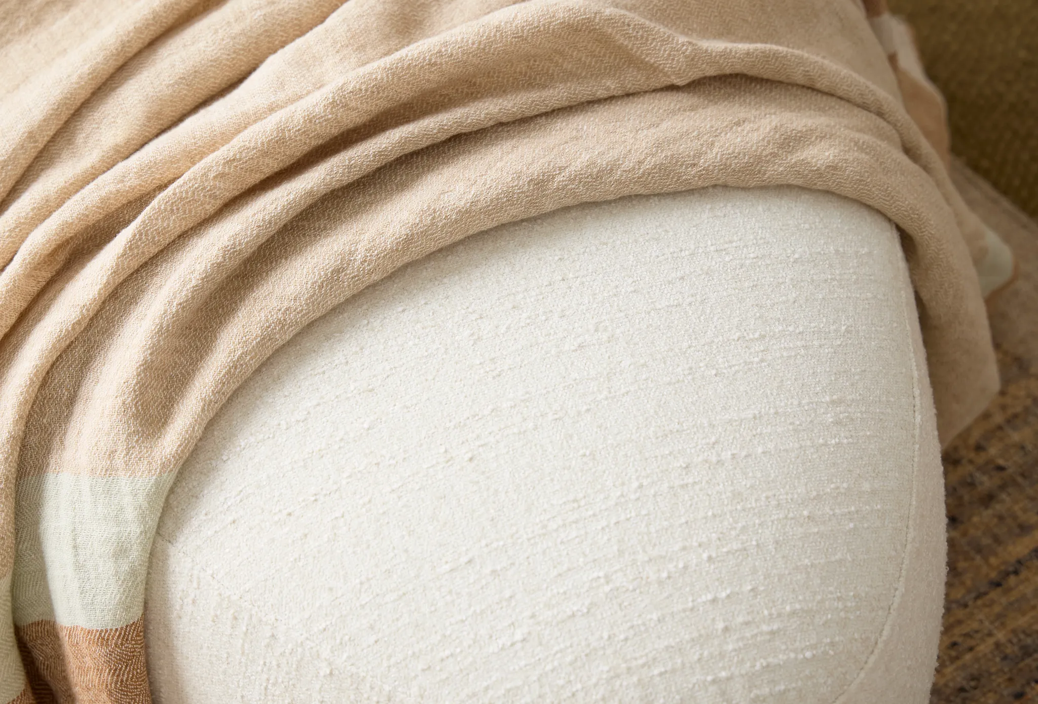 Jovi White Fabric Large Accent Ottoman