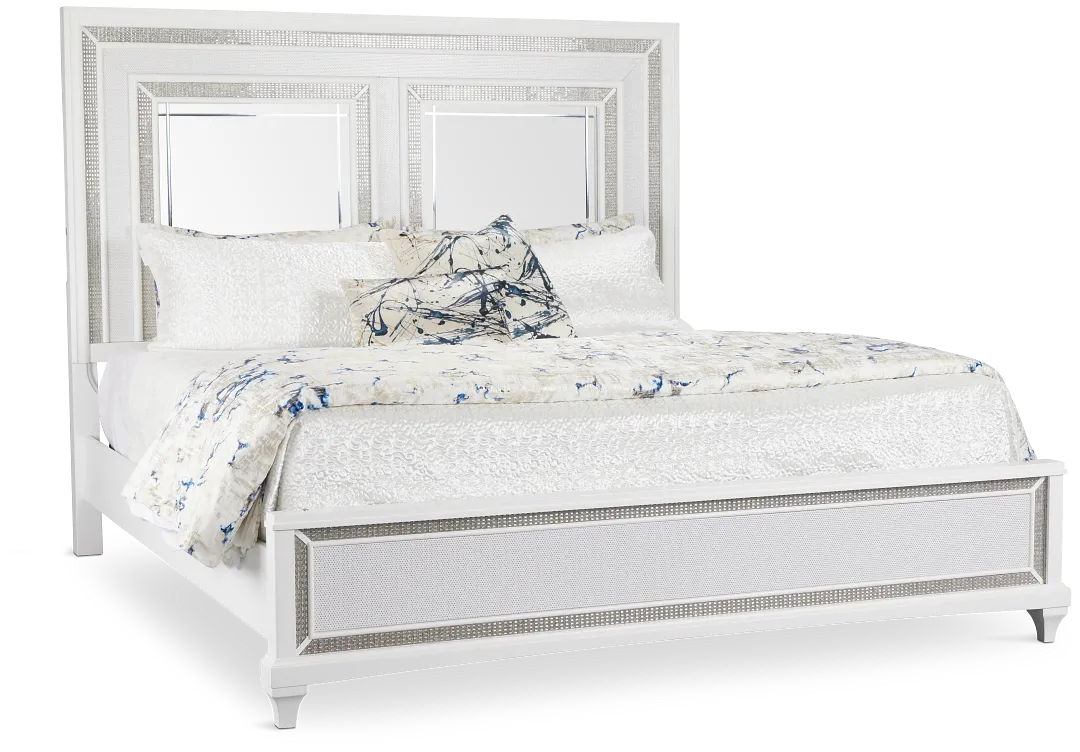 Milan White Panel Bed