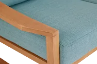 Tobago Light Tone Loveseat With Teal Cushions