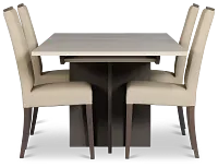Sienna Two-tone Table & 4 Leather Chairs