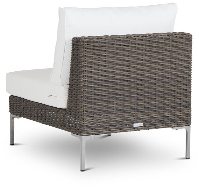 Tulum White Woven Armless Chair W/ Cushion