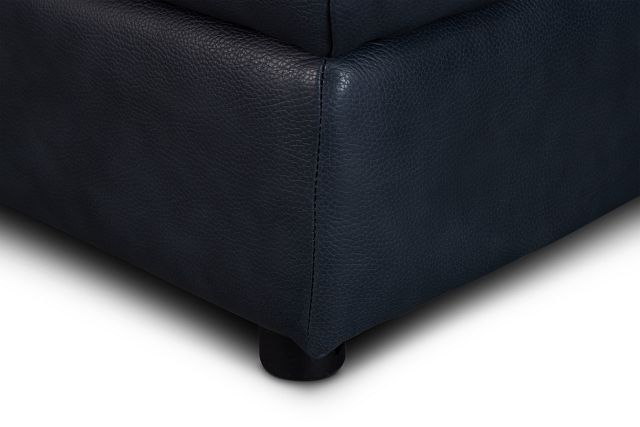 Rowan Navy Leather Small Left Bumper Sectional