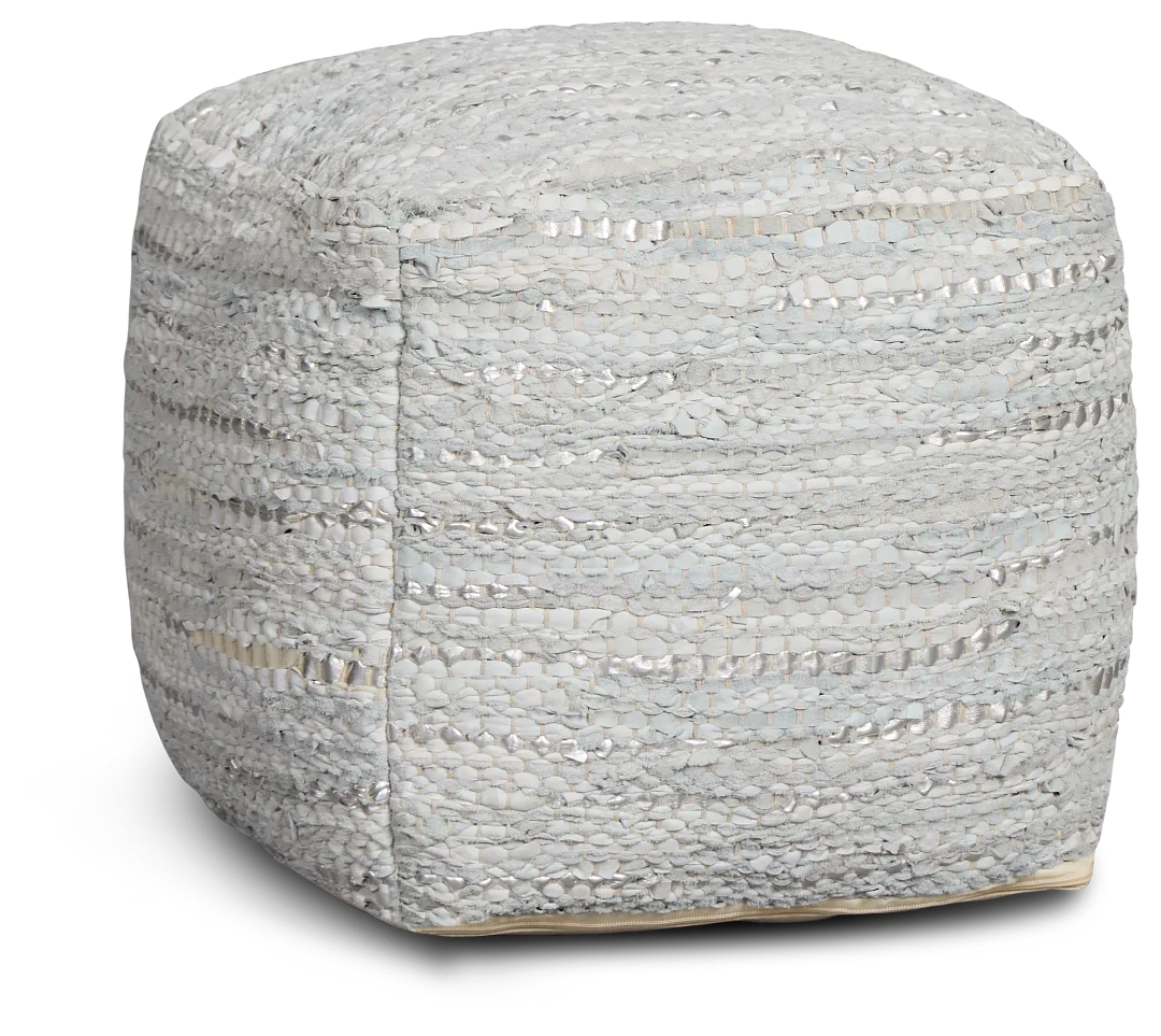 Ayana Silver Accent Pouf