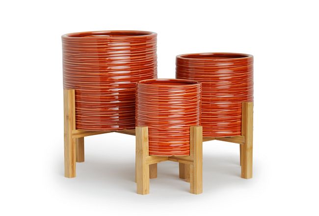 Jerry Orange Set Of 3 Vase