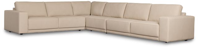 Kellan Ivory Leather Medium Two-arm Sectional