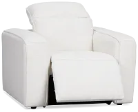 Ryland White Fabric Power Recliner With Power Headrest