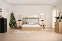 Emory Light Tone Upholstered      Platform Bed