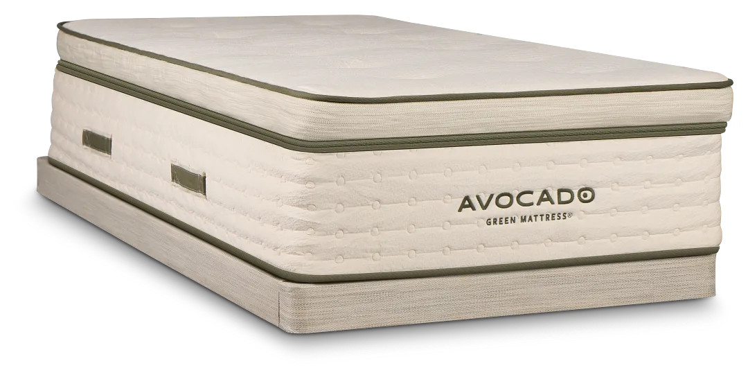 Avocado Green Plush Low-profile Mattress Set