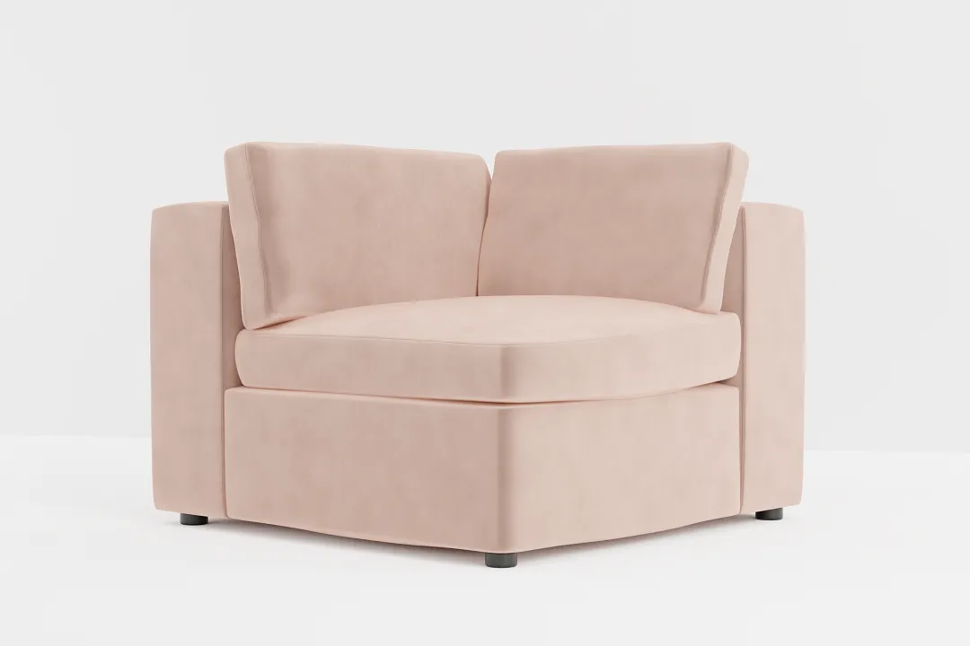Destin Joya Light Pink Velvet Corner Chair
