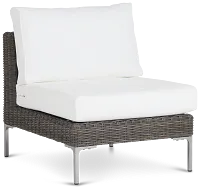 Tulum White Woven Armless Chair W/ Cushion