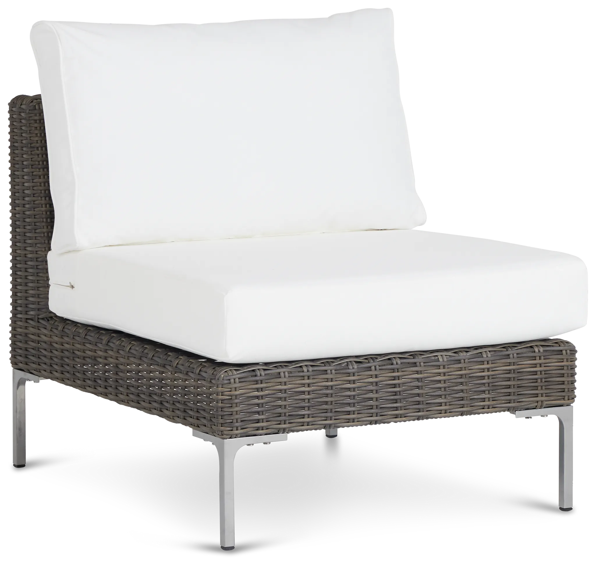 Tulum White Woven Armless Chair W/ Cushion