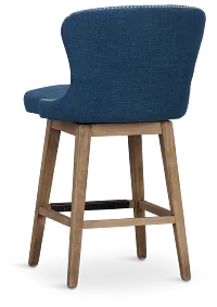 Seaside Blue Fabric 24" Swivel Barstool