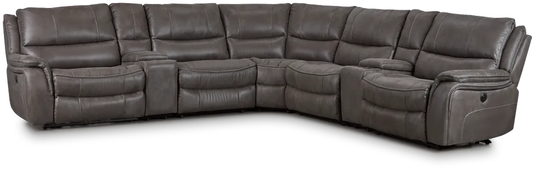 Dober Dark Gray Micro Large Triple Power Reclining Two-arm Sectional