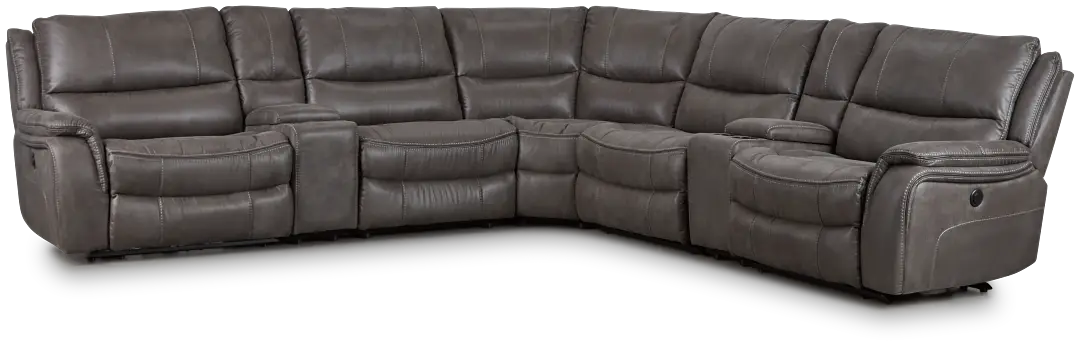 Dober Dark Gray Micro Large Triple Power Reclining Two-arm Sectional Dober Dark Gray Micro Large Triple Power Reclining Two-arm Sectional