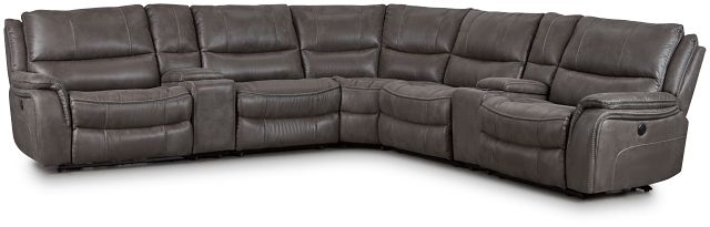 Dober Dark Gray Micro Large Triple Power Reclining Two-arm Sectional