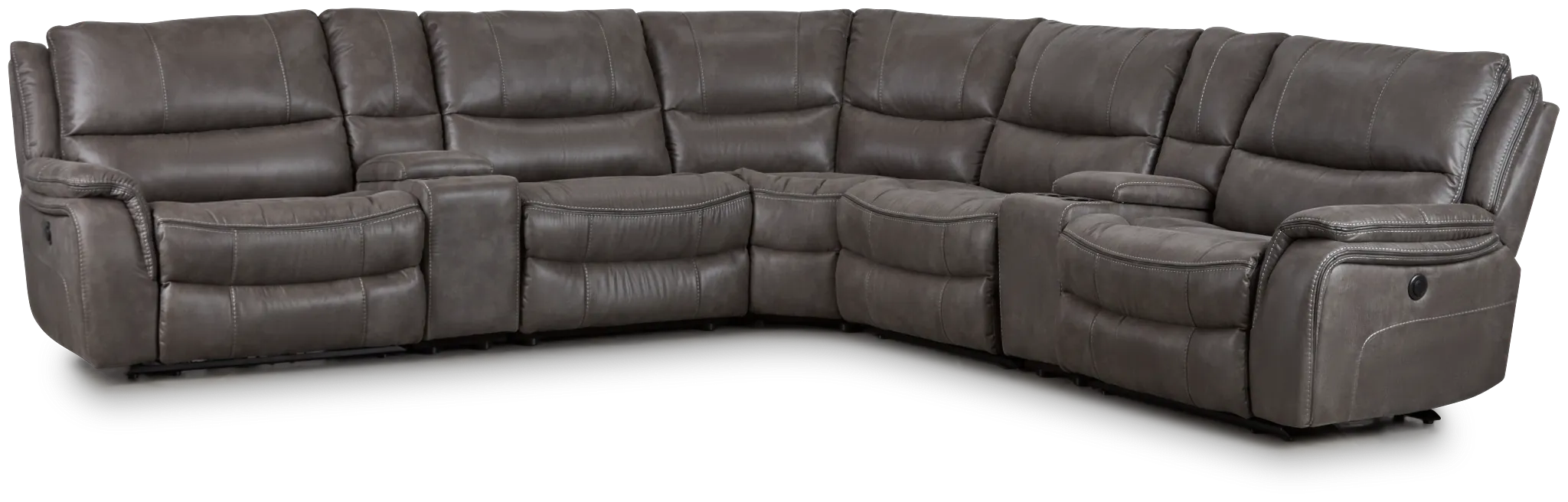 Dober Dark Gray Micro Large Triple Power Reclining Two-arm Sectional