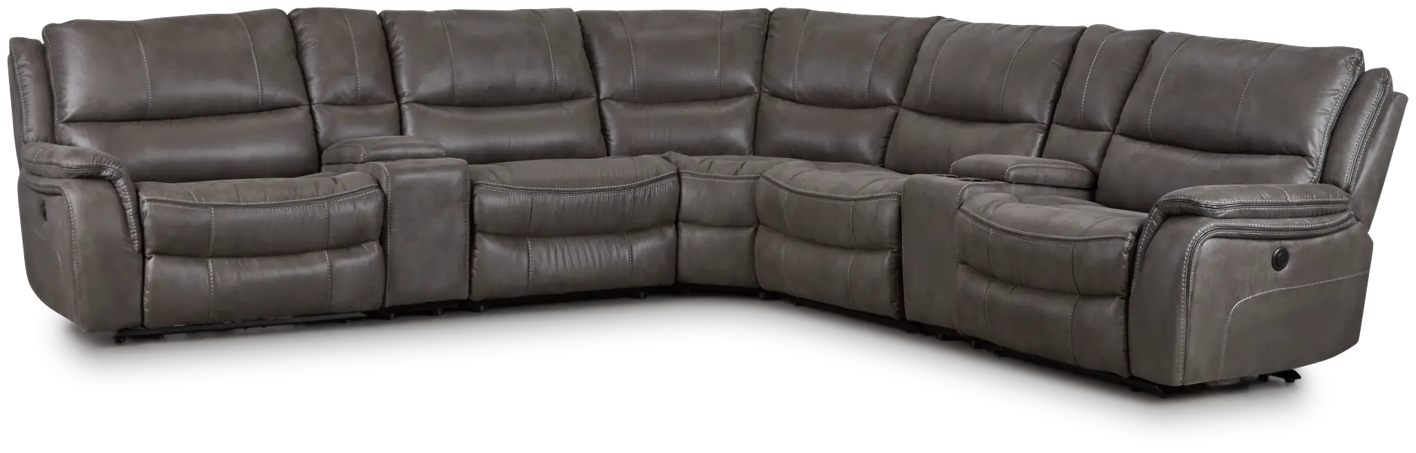 Dober Dark Gray Micro Large Triple Power Reclining Two-arm Sectional Dober Dark Gray Micro Large Triple Power Reclining Two-arm Sectional