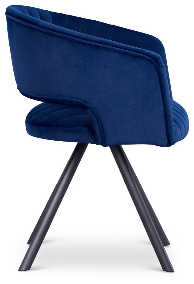 Mandy Blue Velvet Swivel Accent Chair