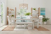 Cape Cod Ivory Rect Table, 4 Chairs & Bench