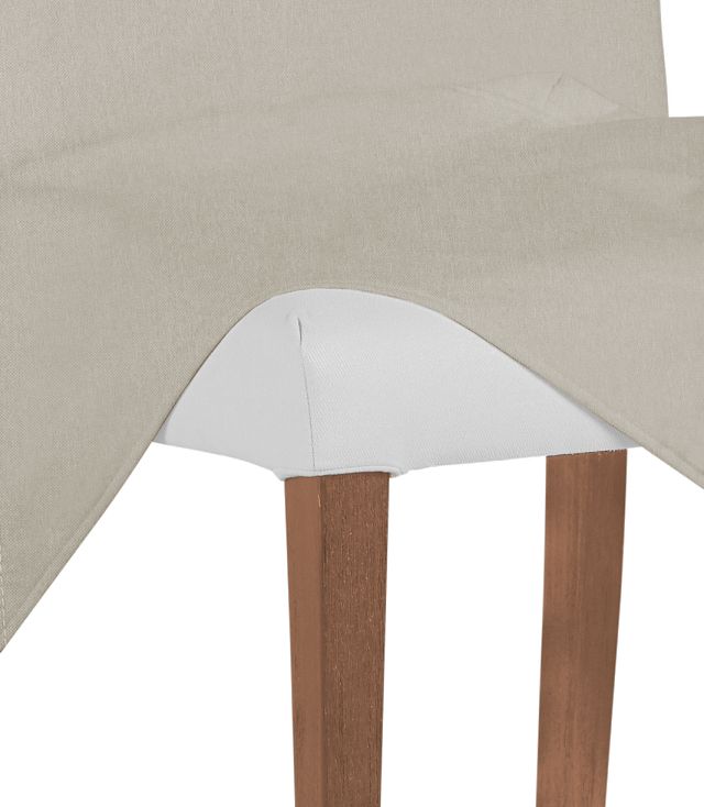 Harbor Light Beige Long Slipcover Chair With Light Tone Leg