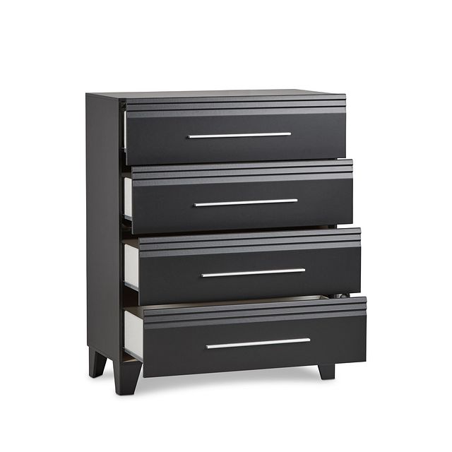 Midtown Black 4-drawer Chest, Bedroom - Chests